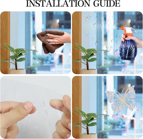 32PCS Butterfly Window Clings, Anti-Collision Decals to Save Birds, Non-Adhesive Prismatic Vinyl