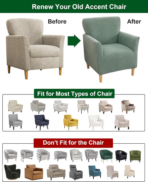 1 Sofa,29 CRFATOP Stretch Piece Chair Covers with Arms Jacquard Accent Chair Cover Armchair Flower Soft Banquet