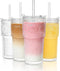 SoulTimes 20oz Ribbed & Floral Glass Tumbler Set of 4 Reusable Glass