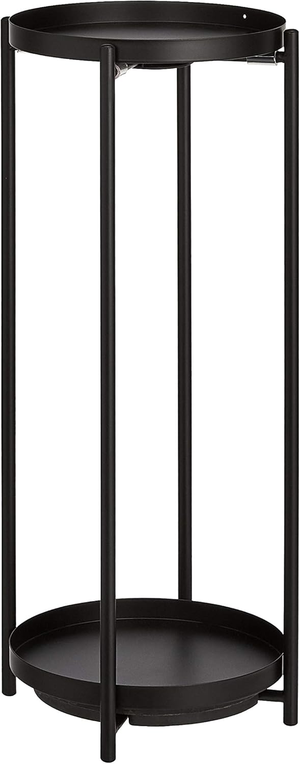 Amazon Basics Two-Tier Indoor Outdoor Metal Round Plant Stand for Multiple Plants,