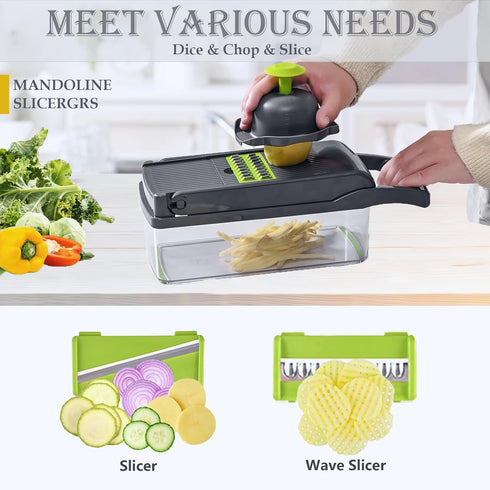 Pro-Series 16-in-1 Vegetable Chopper - Dewpeton Mandoline Slicer, Food Chopper with Container, Kitchen Essential