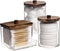 Tbestmax Bathroom Container for Qtips, 10/7 OZ Cotton Ball/Swabs Dispenser, Brown Wood Lids