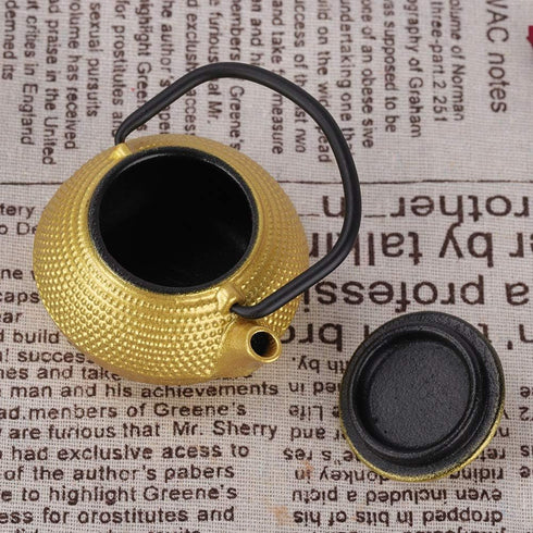 Japanese Cast Iron Teapot, Gold Tetsubin Tea Kettle, 50ml Mini Teapot Kettle, Traditional Japanese Teapot with Handle