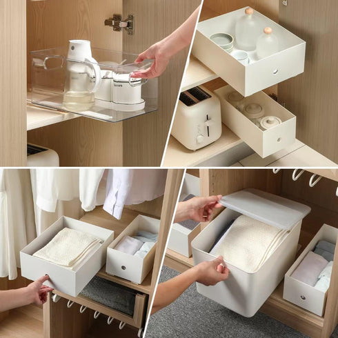 4 PCS Pull Out Rail for Baskets or Bins, Storage and Organization Accessories for Cabinet, DIY Drawer Slides