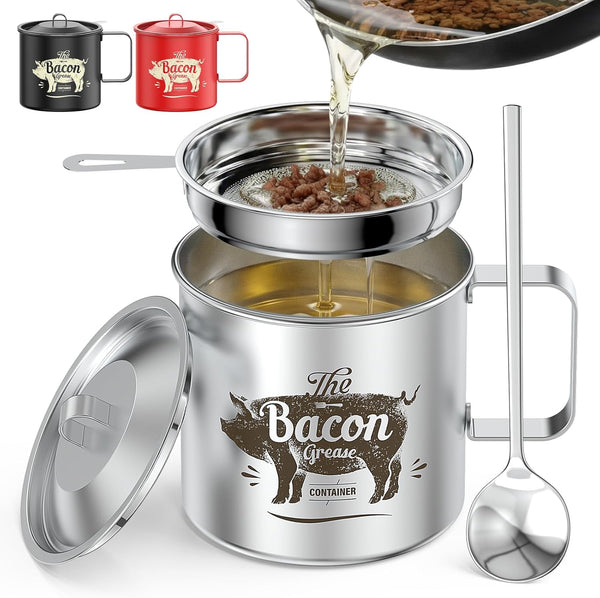 PGYARD Mini Bacon Grease Saver With Strainer - 20 OZ Stainless Steel