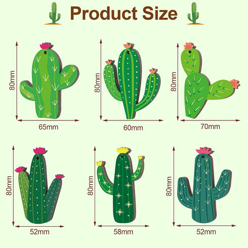 24 Pcs Cactus Cutouts Wooden Ornaments | Summer Themed Party Banner DIY Green Decoration for Mexican Birthday Baby