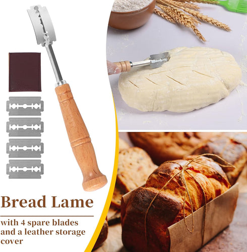 Set of 3 Lokeisna Sourdough Bread Baking Supplies, Sourdough Starter Kit, Bread Proofing Basket & Tools