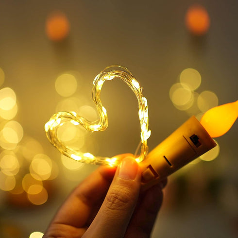8 Pack 20 Wine Bottle Lights, LED Flameless Candle Cork Bottle String Light Battery Operated Silver Wire Mini Fairy