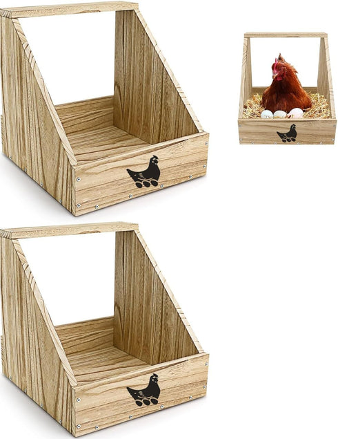 Wooden Chicken Nesting Box for Chickens, Sturdy Wall Mount Egg Laying Box for Hens, Chickens, and Ducks (2 Pack)