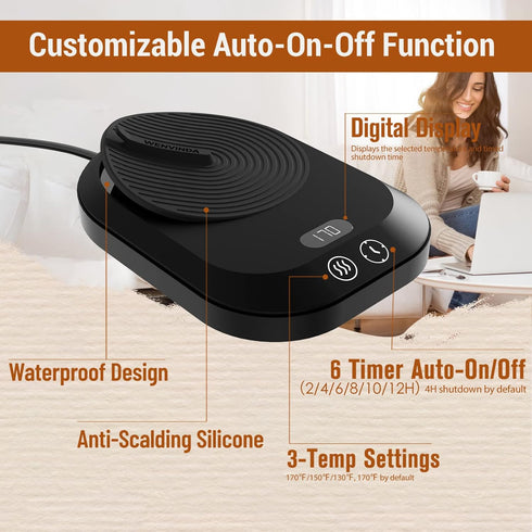 3-Temp Settings, Coffee Mug Warmer for Desk, Electric Coffee Cup Warmer with Smart Coffee Warmer for Desk Auto Shut Off