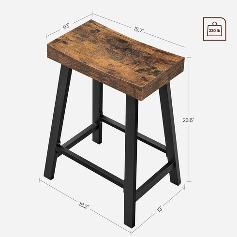 Set 2, Counter 23.6 Inches ULBC074B01 VASAGLE Bar Stools of Height Stools, Bar Chairs with Footrest, High Kitchen