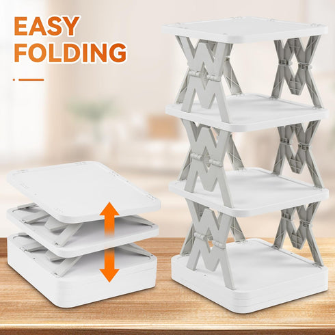 6 Tier Collapsible Kids Shoe Rack, Small Vertical Foldable Shoe Organizer for Front Door Entrance, Dorm, Bedroom