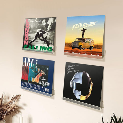 12 Pack 12" Album upsimples Vinyl Record Wall Mount Shelves, Vinyl Holder for Record Storage & Display, Clear Acrylic