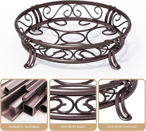 Yimobra Metal Plant Stand, Heavy Duty Flower Pots Holder, Rustproof Wrought Iron Planter Stands, 10.3 Inches, Bronze