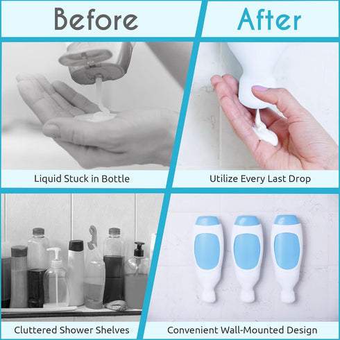 Squeezi 2 Unit Pack Wall Mounted Shower Dispenser for Shampoo and Soap Bottles, Bright White