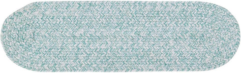 Super Area Rugs Farmhouse Braided Rug, Cotton Kitchen Reversible Carpet, Turquoise & White, 8" X 28"