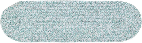 Super Area Rugs Farmhouse Braided Rug, Cotton Kitchen Reversible Carpet, Turquoise & White, 8" X 28"