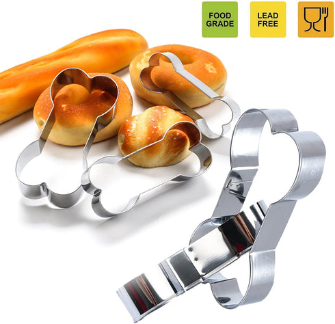 Set of 6 Silicone Molds, Puppy Dog Paw & Bone Shapes with Stainless Steel Cookie Cutters for Treats