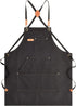 Chef Apron Canvas for Men, Work Apron with Large Pockets - 16oz Heavy Duty Cross Back, BBQ, Cooking