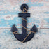 MDLUU Wooden Nautical Ship Steering Wheel, 11" Navy Blue Helm Wheel, Small Ship Rudder and Anchor Wall Decor Set