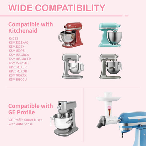 Frozen Frozen Natural Ice Cream Maker Attachment for Kitchen aid Stand Mixer, Dessert Maker, Fruit Sorbet Machine