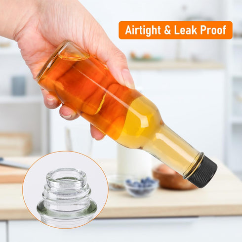5 oz 6 Pack, Woozy Cap,150ml STARSIDE Hot Sauce Bottles Empty Pepper Sauce Bottle, Clear Glass Bottles with Leak Proof