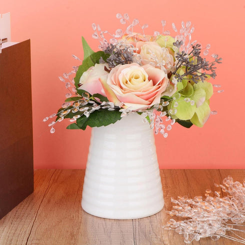 Fityle 50pcs Crystal Bud Branches Artificial Flower Twigs for Wedding Party Home Decor - White, 15cm