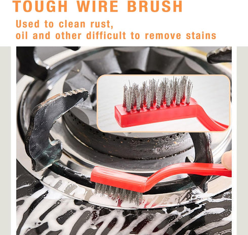 Kitchen Stove Gap Cleaning Brush Set, Hard-Bristled Nylon Scrub Brushes for Grease Grime (5 Pcs)