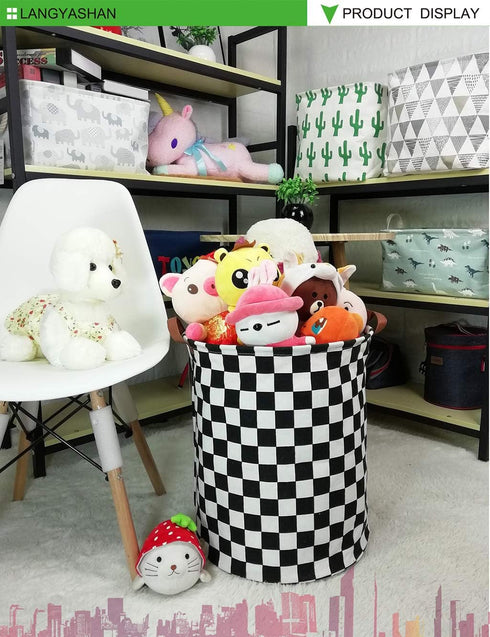 LANGYASHAN Laundry Basket - Canvas Fabric Collapsible Organizer for Storage, Toy Bins, Gift Baskets, Bedroom Clothes
