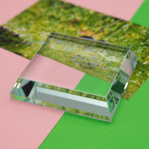 StayMax Clear Crystal Glass Square Display Base for Collectibles (3.14inch*3.14inch*0.7inch)