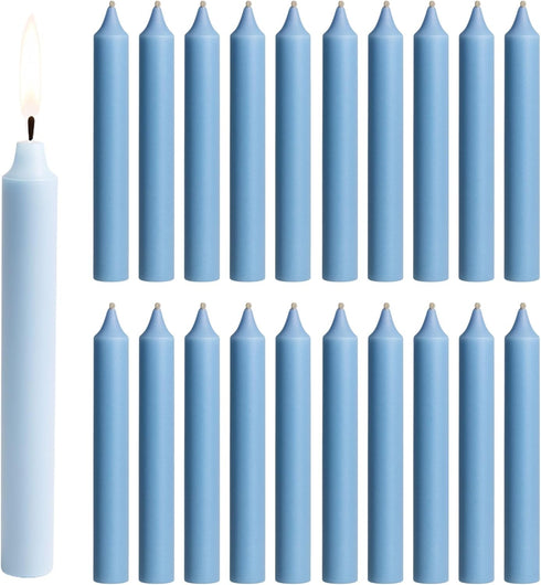 Biedermann & Sons 2-Hour Long Burning Unscented Tree or Chime Candles, Light Blue, Set of 20, 4 Inch Tall