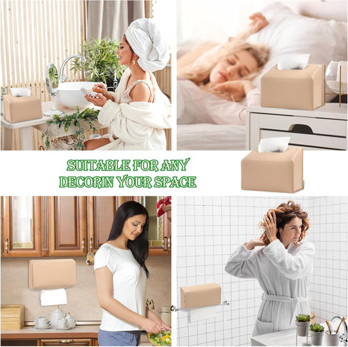 Choary (1, Tissue Box Cover Holder Compatible with Kleenex Disposable Paper Hand Towels, Stylish Leather Wall-Mounted