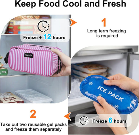Saugnlbs Packs,Insulated 10 4.5x 5,Stripes Small Cooler Bag,Mini Cooler Bag with Ice Lunch Bag with Handle