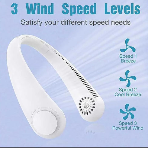 Rechargeable Neck Fans with 360° Cooling, Portable Bladeless Wearable Fan with 4000mAh Battery and 3 Speeds