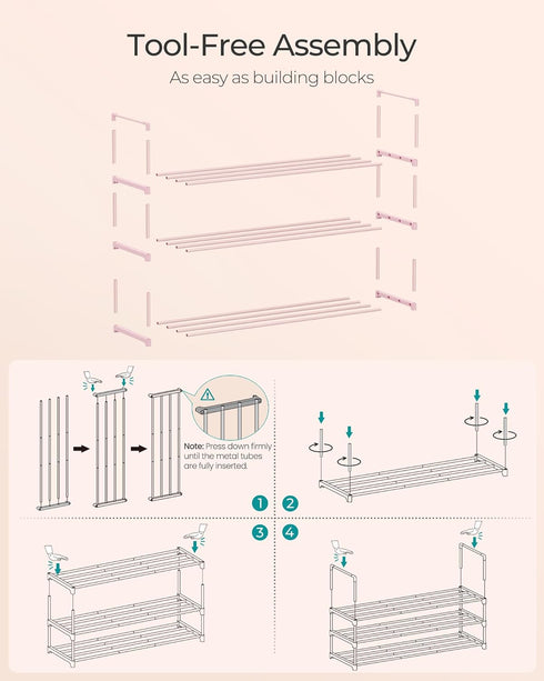 3-Tier 16-20 11.8 36.2 21.7 Inches, ULSA303S01 SONGMICS Shoe Rack, Shoe Organizer, Metal Storage Shelf, Upright