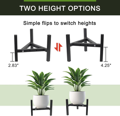2 8-12inch Vigordream Metal Plant Stand, Adjustable Heavy Duty Sturdy Plant Holder for Indoor Outdoor Use, Height