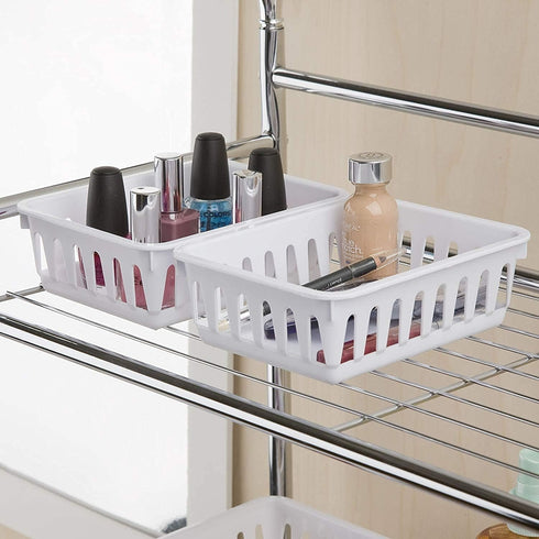 Tribello Mini Plastic Baskets, Pack of 6 White Drawer/Closet Storage Trays, Size 6 x 5 x 2, Made in USA