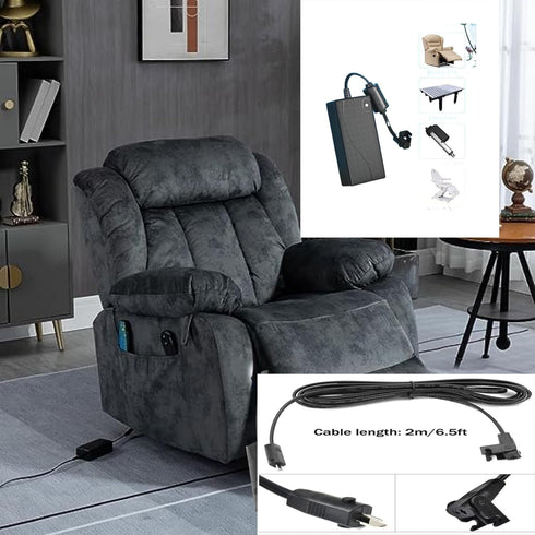 Power Supply for Power Recliner, 2-Pin 29V 2A Universal Adapter with Extension Cord, Compatible with Electric Chairs