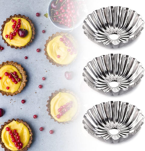 12 Pcs Aluminum Alloy Cake Pie Tins Mini Tart Pie Pan for Baking Cake, Cup, and Jelly Mold