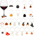 23pcs Halloween Wine Charms Set, Enamel Ghost Pumpkin Bat Wizard Hat Broomstick Markers for Glasses