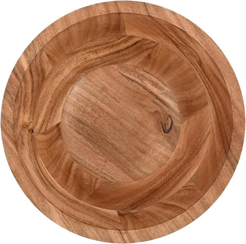 Acacia Wood Salad Bowl, Perfect Decorative Centerpiece for Salad and Vegetables (9" x 9" x 4")
