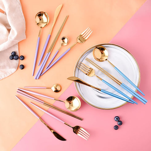 AARAINBOW 8 Pieces Stainless Steel Flatware Set, Portable Reusable Cutlery, Travel Utensils Including Chopsticks,