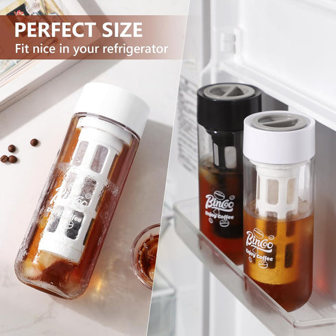 Bincoo Multi-Functional 650ML Cold Brew Coffee Maker with 300-Mesh Filter, Leak-Proof Plastic Cup for Coffee & Tea