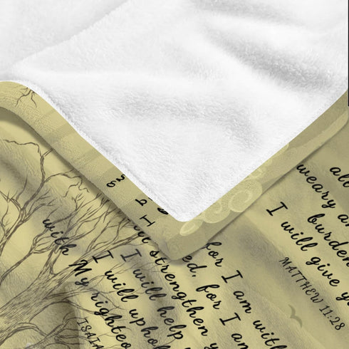 40''x50'' AMITAYUS Tree Healing Scripture Bible Verse Fleece Throw Sympathy Prayer Blanket Religious Christian