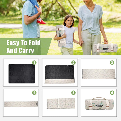 Picnic Outdoor Blankets Waterproof Extra Large - Beach Mat Sand Free Foldable with Carry Strap | Portable Camping
