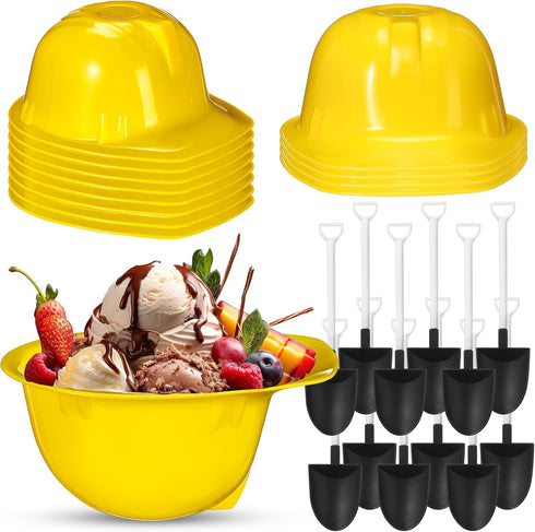 Uiifan 12 Sets Construction Ice Cream Bowls with Shovel Spoons, 8 oz