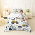 Set Set Set 2Pcs 1 Feelyou Cartoon Car Kids Comforter Construction Bedding for Boys Toddler Decor Equipment Trucks