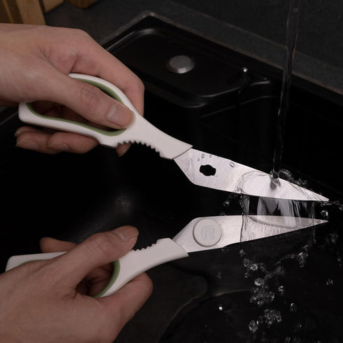 Linoroso Kitchen Scissors All Purpose Kitchen Shears with Magnetic Holder, Soft Grip Handle Cooking Scissors Dishwasher