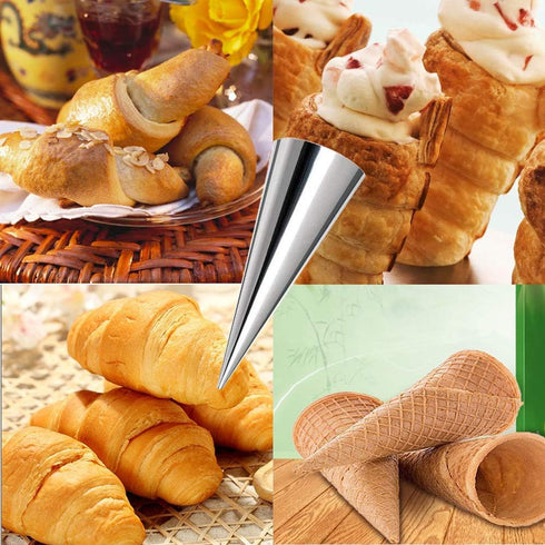 20 Pack 5.5 Inch Cream Horn Molds, Stainless Steel Baking Cones for Cannoli, Ice Cream, Standing Cone Shape