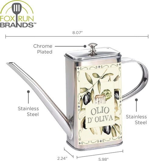 16 Fox Run Stainless Steel Olive Oil Dispenser With No Drip Spout, Ounces